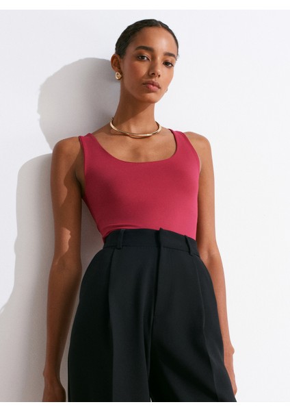 20977 Kalın Askılı Poliamid Atlet-Koyu Fuşya modelleri