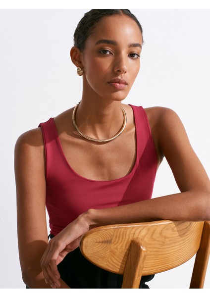 20977 Kalın Askılı Poliamid Atlet-Koyu Fuşya fırsatları