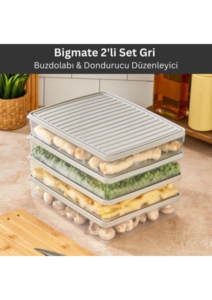 2'li Şeffaf Saklama Kabı 2x2,5 Lt BGMT2225 Mikrodalga Buzdolabı ve Dondurucu Uyumlu Düzenleyici