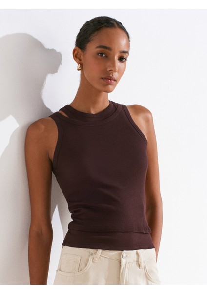 31853 Çift Görünümlü Top-Kahve