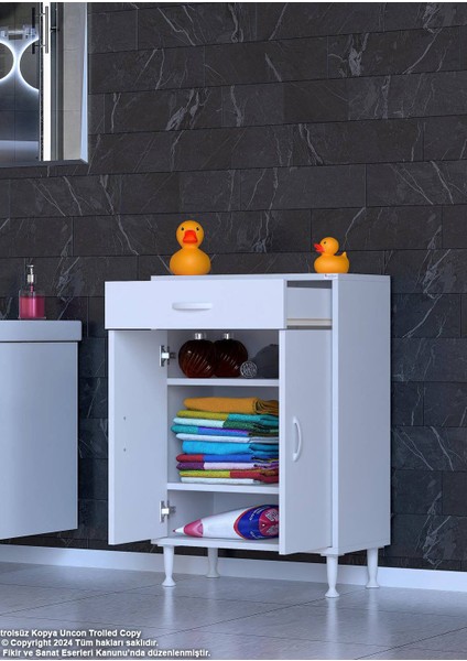 55 x 88 x 32,5 Cm’lik 1 Çekmece 1 Kapak 2 Raf 3 Gözlü Organizatör Mutfak Dolabı Çok Amaçlı Dolap