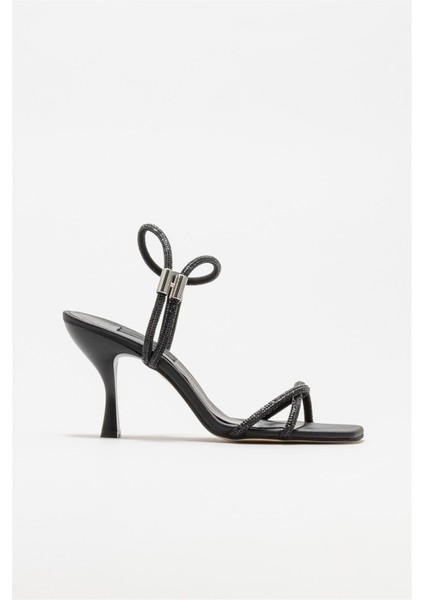 Siyah Kadın Topuklu Sandalet