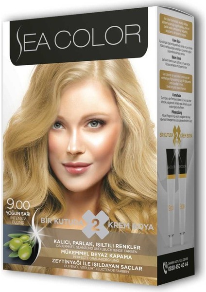 2 Tüp Krem Saç Boyası Seti Yoğun Sarı No:9.00