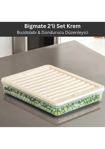 2'li Şeffaf Saklama Kabı 2x2,5 Lt BGMT2225 Mikrodalga Buzdolabı ve Dondurucu Uyumlu Düzenleyici