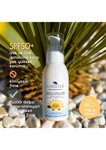 Organik Mineral Filtreli Güneş Kremi SPF50+ Bebek, Çocuk ve Yetişkinler Için 100 ml indirimleri