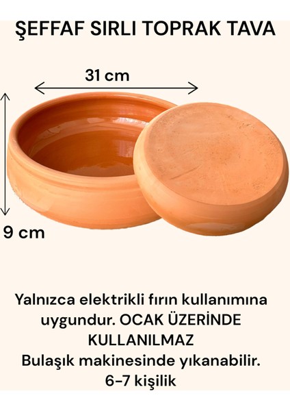 Şeffaf Sırlı Toprak Tava-Fırın Tepsisi Güveç Kabı Büyük Boy 31X9 Cm-Ev Tipi Elektrikli Fırın Uyumlu fırsatları