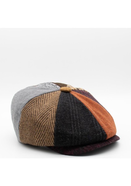 Erkek Patchwork Tweed Yün Kasket Ingiliz Newsboy Şapka fırsatları