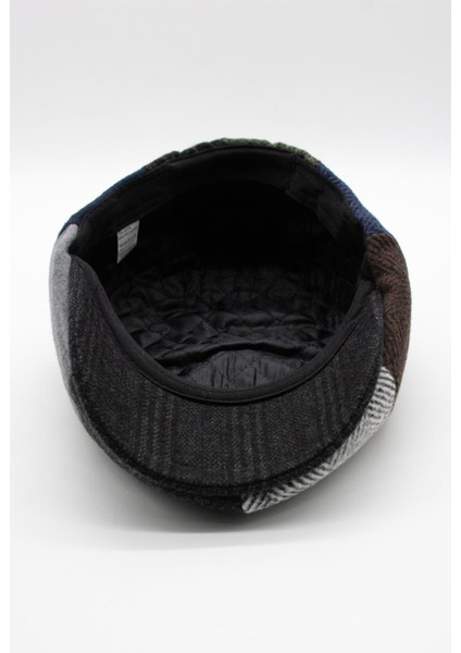 Erkek Patchwork Tweed Yün Kasket Ingiliz Newsboy Şapka indirimleri