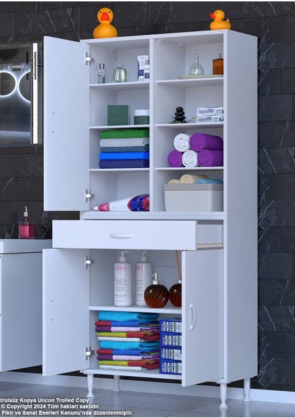 85 x 173 x 32,5 Cm’lik 1 Çekmece 3 Kapak 7 Raf 10 Gözlü,organizatör Mutfak Dolabı Çok Amaçlı Dolap