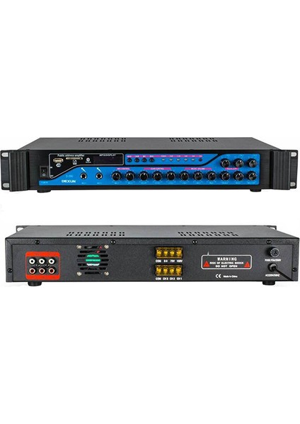 Robinanka Dexun D-200 200W 3 Zone Iki Mik Grş Usb-Bt 4/16-70-100V Hat Trafolu Anfi