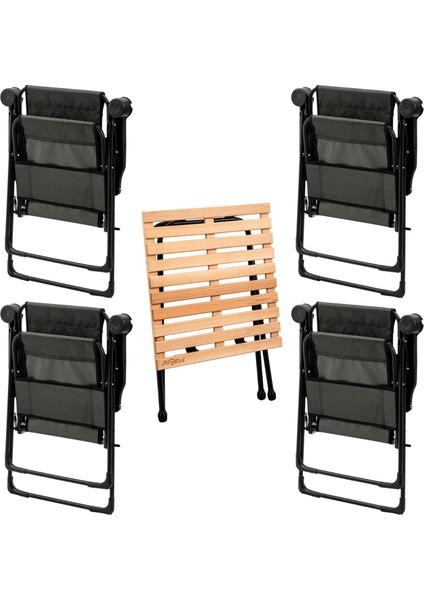 4 Adet Katlanır Kamp Sandalyesi ve Masa Seti - Rest - Haki - 130 kg Taşıma fiyatları