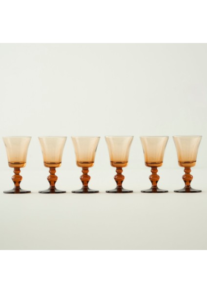 Colored 6'lı Ayaklı Kahve Yanı Su Bardağı Amber (47 Cc)