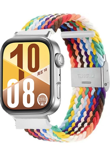 Huawei Watch Fit 3 / Fit 4 / Fit 4 Pro Uyumlu Metal Clips Kumaş Örgü Akıllı Saat Kordon