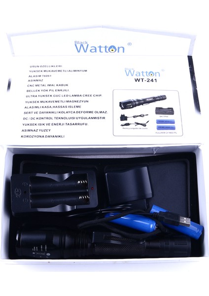 Profesyonel Tx6 Şarjlı Zoomlu El Feneri Watton WT-241 fırsatları