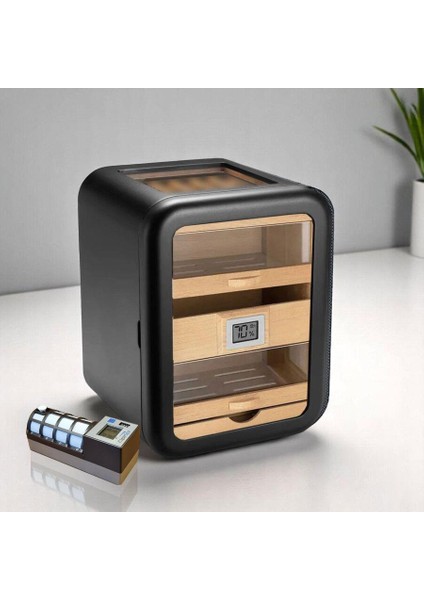 Skylight Camlı 5 Çekmeceli Puro Kutusu Siyah 80's Cigarspa Elektronik Nemlendirme fiyatları