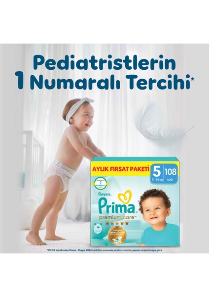 Bebek Bezi Premium Care 5 Numara 108 Adet Aylık Fırsat Paketi
