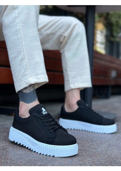 ET0803 Yüksek Taban Triko Siyah Erkek Ayakkabı fiyatları