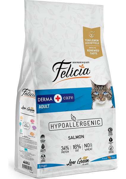 Düşük Tahıllı Hipoalerjenik Somonlu Yetişkin Kedi Maması 12kg