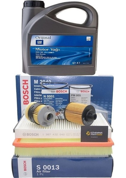 Dexos2 5W-30 Yağ Dpf Li 4lt 2023 Ü.t Bosch Opel Astra J 1.3 Cdti Filtre Bakım Seti 2009-2015