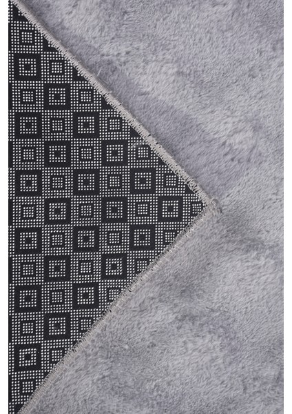 Puffy Bubble Gri Peluş Halı ve Yolluk | Yıkanabilir, Ekstra Yumuşak, Kaymaz, Dökülme Yapmaz