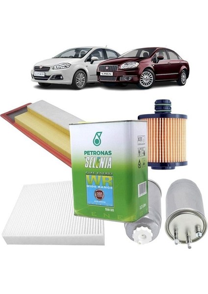Opar Fiat Linea 4plus Filtre Bakım Seti Euro 5 1.3 Multijet Petronas 5W30 2023 Üretim 2009 S