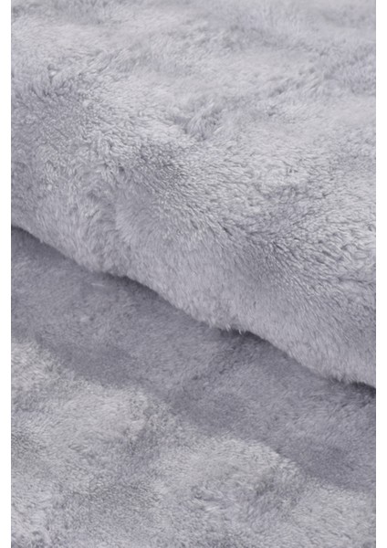Puffy Bubble Gri Peluş Halı ve Yolluk | Yıkanabilir, Ekstra Yumuşak, Kaymaz, Dökülme Yapmaz