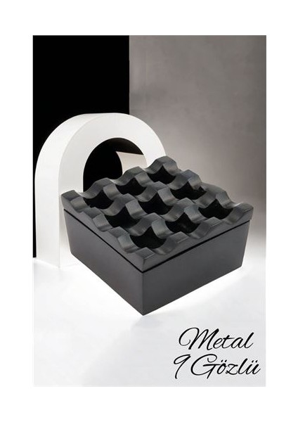 Siyah Metal 9 Gözlü Kül Tablası