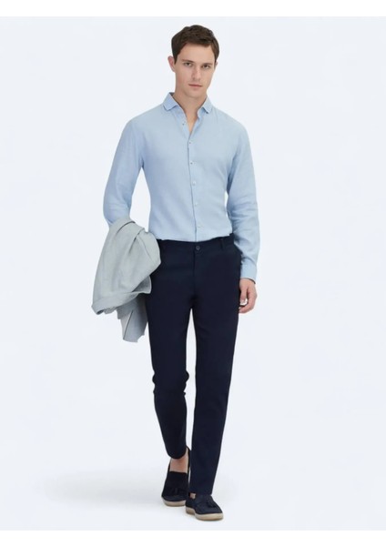 Lacivert Dokuma Casual Pamuk Karışımlı Pantolon fiyatları