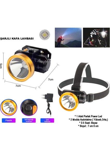 Şarjlı Baret Kafa Lambası Watton WT-700