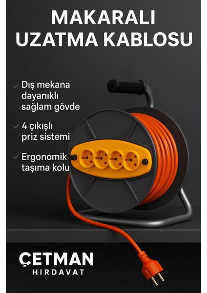 Makaralı Uzatma Kablo 3x2.5 50 Metre