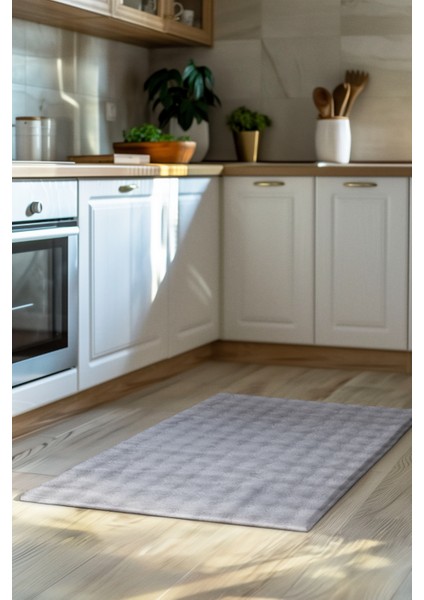 Puffy Bubble Gri Peluş Halı ve Yolluk | Yıkanabilir, Ekstra Yumuşak, Kaymaz, Dökülme Yapmaz