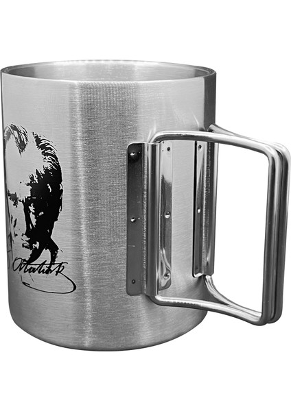 Katlanabilir Saplı Çelik Kupa Bardak - Orcamp - 180 ml - Atatürk (OUT-1800) modelleri