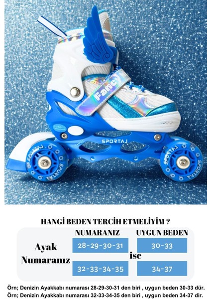 Melek Kanatlı Işıklı Çocuk Pateni ve Dizlik Seti Silikon Teker Ayarlanabilir Paten Çantalı Mavi fiyatları