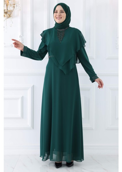 Rana Tesettür Abiye Zümrüt