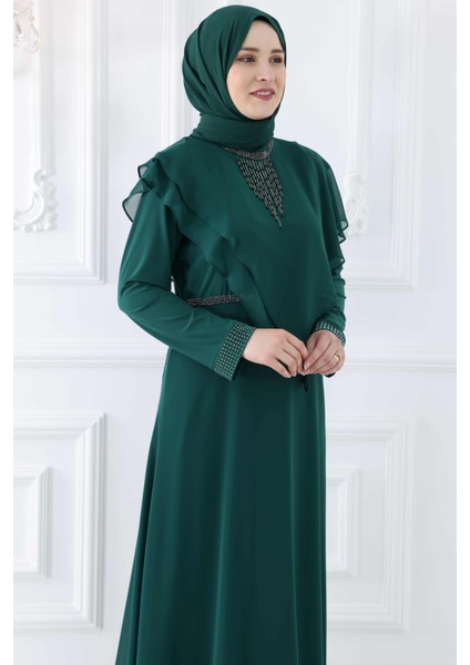 Rana Tesettür Abiye Zümrüt