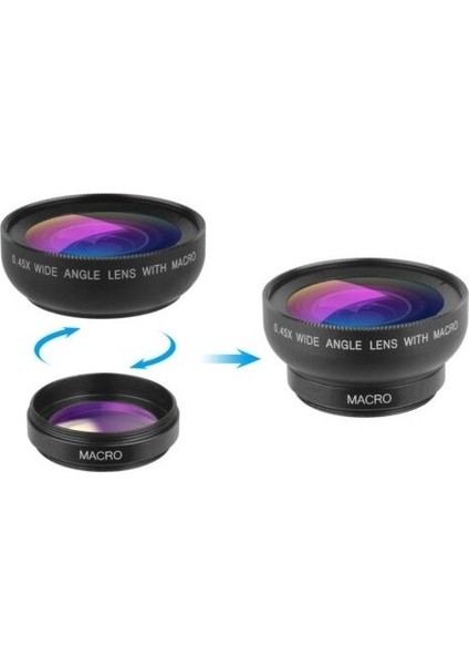 37MM 0.45X Geniş Açı Lens + Makro Lens 2'si 1 Arada Cep Telefonu Lens Kiti
