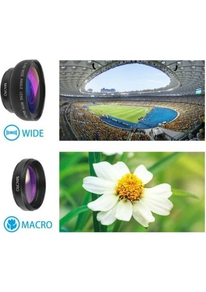 37MM 0.45X Geniş Açı Lens + Makro Lens 2'si 1 Arada Cep Telefonu Lens Kiti
