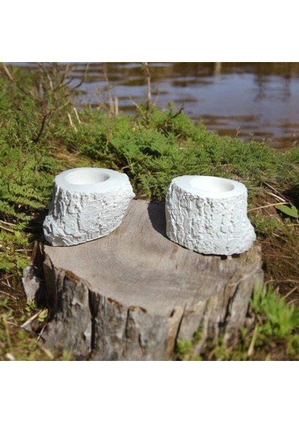 2 Li Ağaç Biblo Mumluk Set Beyaz Konsept Hediyelik fiyatları