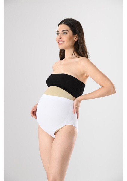 Kadın Dikişsiz Yüksek Bel Hamile Lohusa Slip Külot Seamless Örme 1019