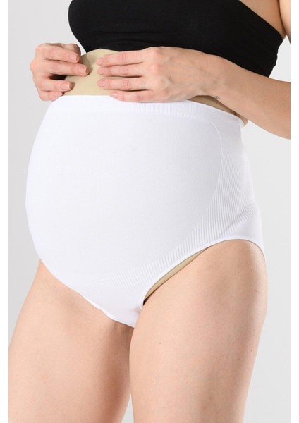 Kadın Dikişsiz Yüksek Bel Hamile Lohusa Slip Külot Seamless Örme 1019