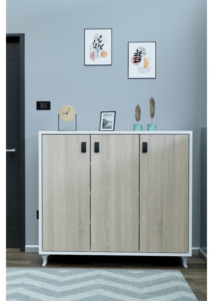 3 Kapaklı Ayakkabılık Çok Raflı Modern Ayakkabı Dolabı, Geniş Depolama Alanı, Kolay Kurulum Vestiyer