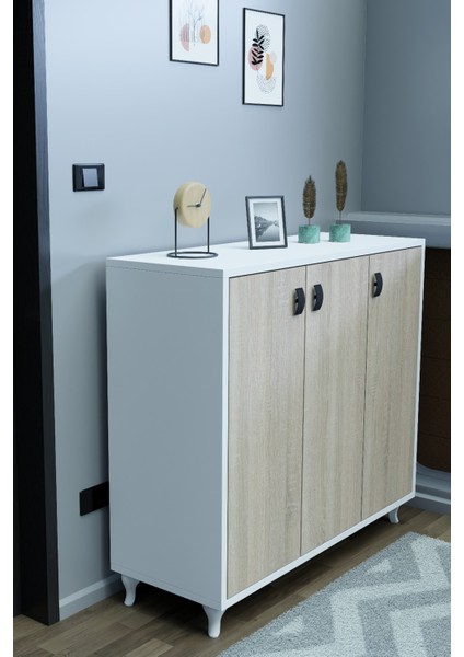 3 Kapaklı Ayakkabılık Çok Raflı Modern Ayakkabı Dolabı, Geniş Depolama Alanı, Kolay Kurulum Vestiyer modelleri