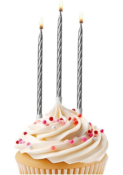 Silver Glitter Curly Candles