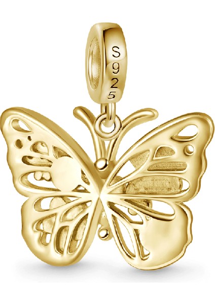 Aytaşı Süslemeli Işıltılı Kelebek Charm, 18K Altın Kaplama 925 Ayar Gümüş fiyatları