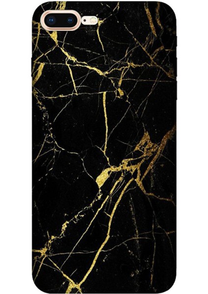 Iphone 7 Plus 8 Plus Pure Modern Desenli Silikon Kılıf Sarı Siyah Mermer
