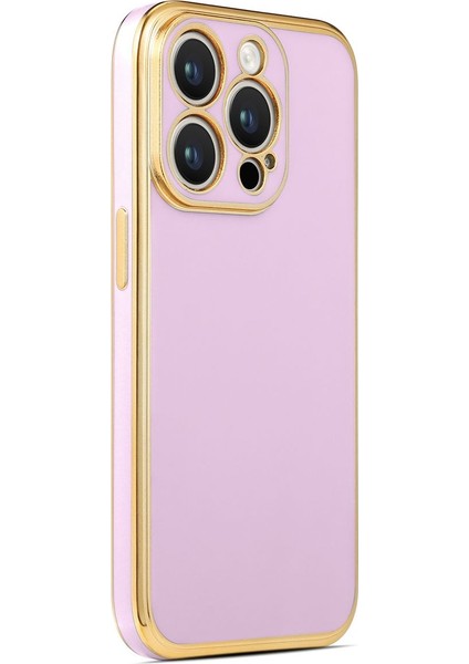 Apple iPhone 14 Pro Max Birinci Sınıf Tpu Kapak, Kenarları Altın Rengi Lüx Kaplamadır.