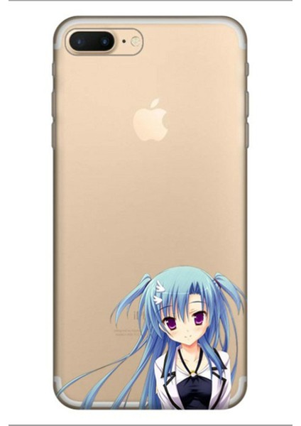 Iphone 7 Plus - 8 Plus Tıpalı Kamera Korumalı Silikon Kılıf - Mavi Anime Kız