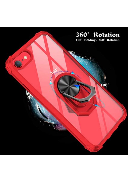 Apple iPhone 7/8/se Kılıf Anti-Shock Darbe Önleyici Renkli Kenarlar, Metal Yüzüklü Kılıf fırsatları