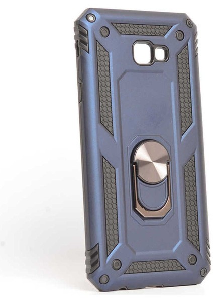 Samsung Galaxy J4 Plus Kılıf Çift Katmanlı Polikarbon Koruma ve Manyetik Tutucu Stand Yüzük