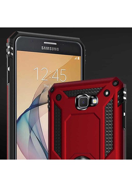 Samsung Galaxy J7 Prime Kılıf Çift Katmanlı Polikarbon Koruma ve Manyetik Tutucu Stand Yüzük modelleri